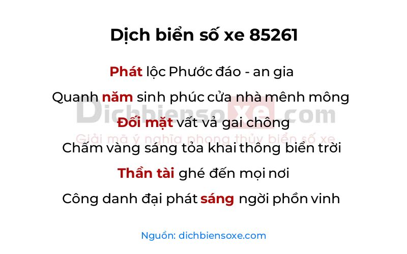 Dịch thơ biển số 85261