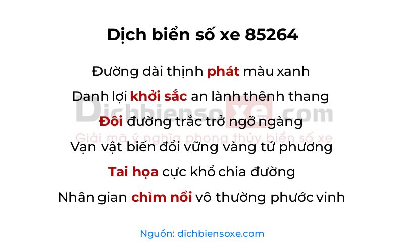 Dịch thơ biển số 85264
