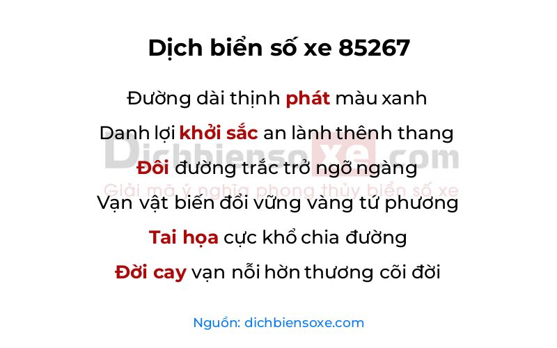 Dịch thơ biển số 85267