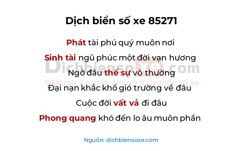 Dịch thơ biển số 85271