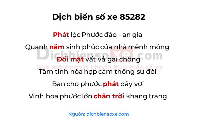 Dịch thơ biển số 85282