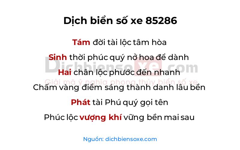 Dịch thơ biển số 85286