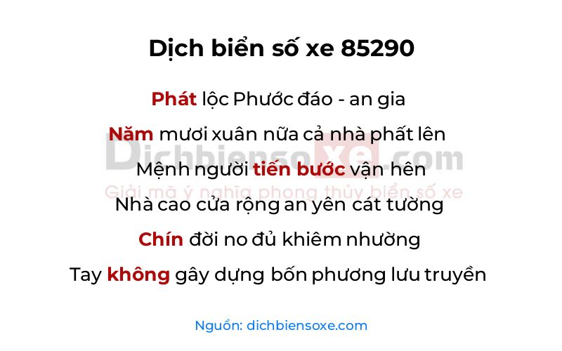 Dịch thơ biển số 85290