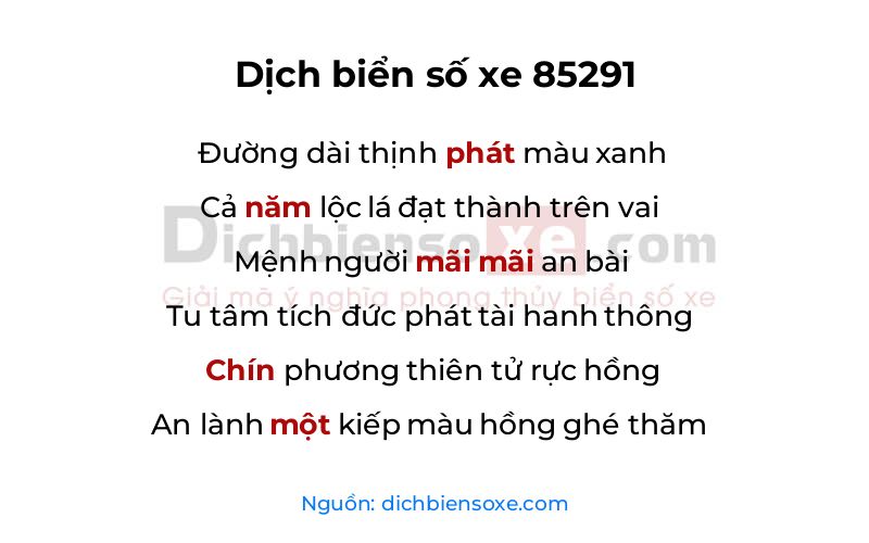 Dịch thơ biển số 85291