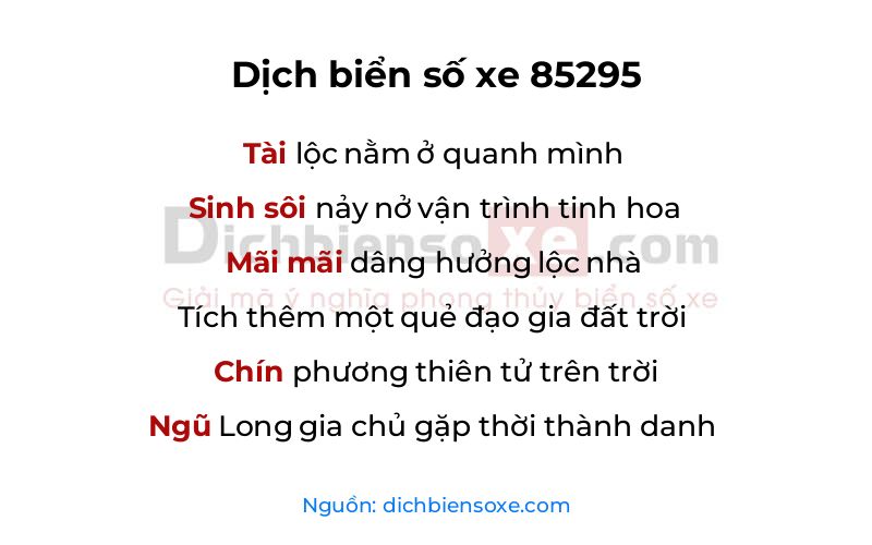 Dịch thơ biển số 85295