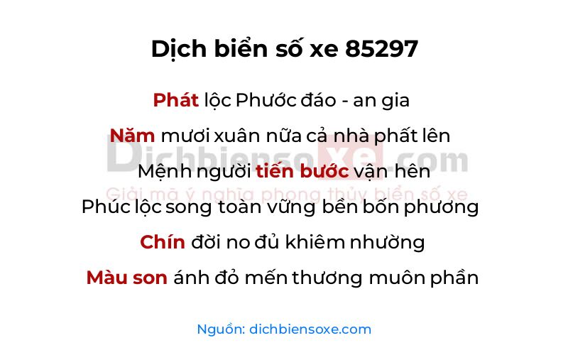 Dịch thơ biển số 85297