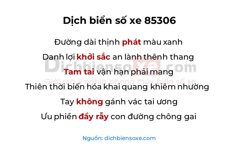 Dịch thơ biển số 85306