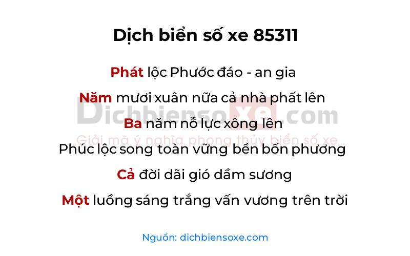 Dịch thơ biển số 85311