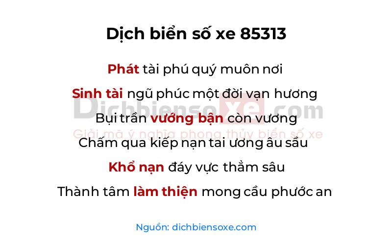 Dịch thơ biển số 85313