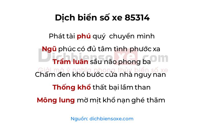 Dịch thơ biển số 85314