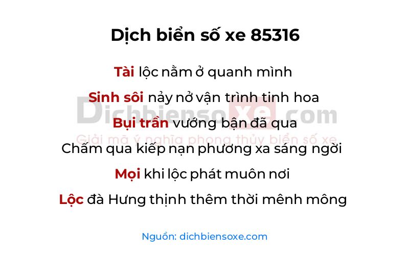Dịch thơ biển số 85316