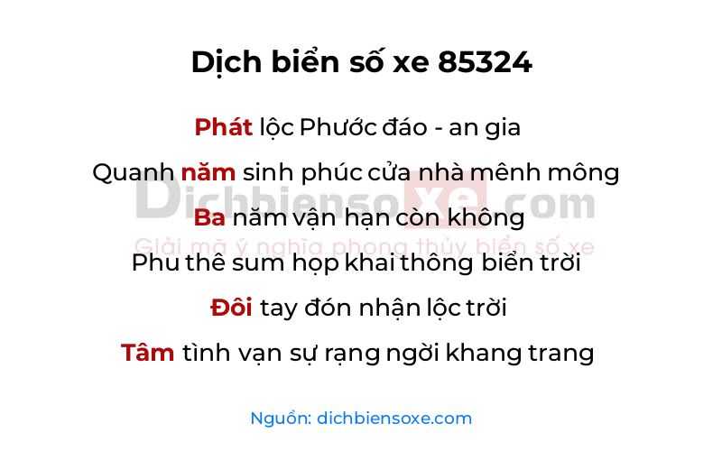 Dịch thơ biển số 85324