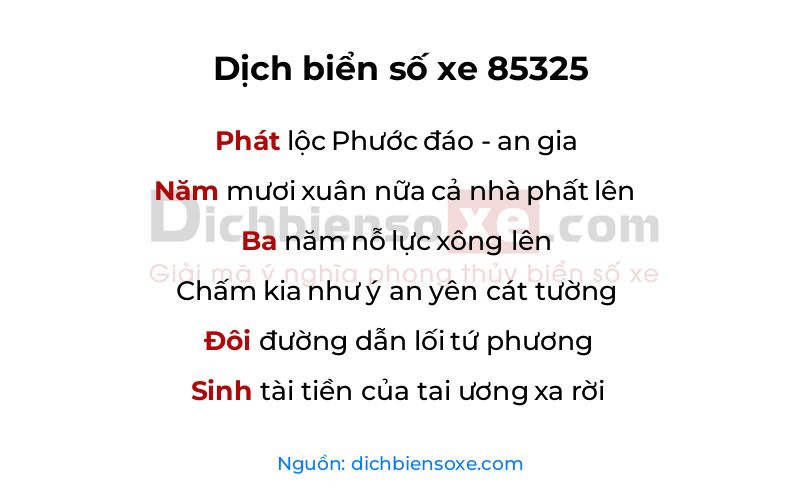 Dịch thơ biển số 85325