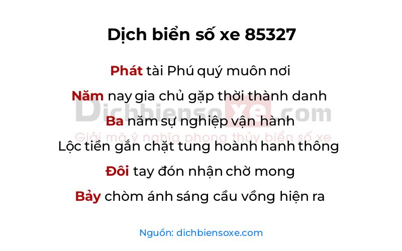 Dịch thơ biển số 85327