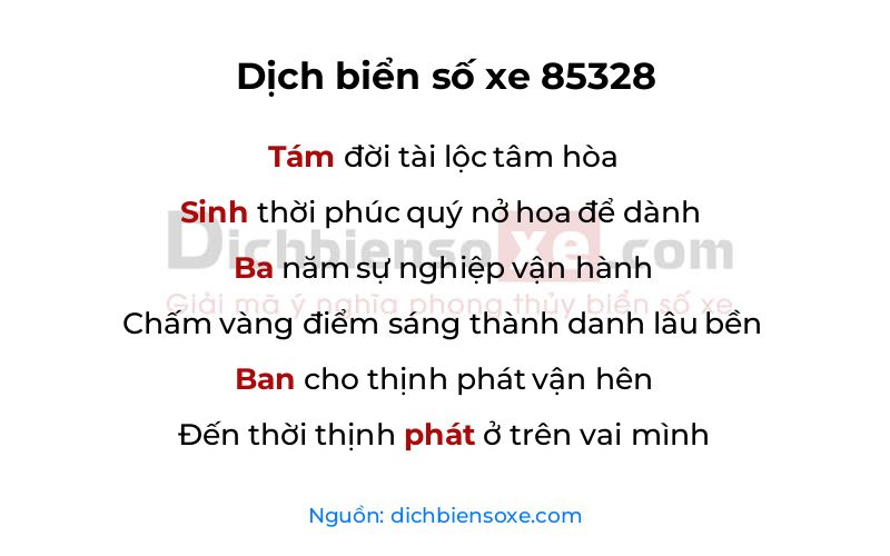 Dịch thơ biển số 85328