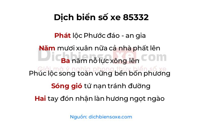 Dịch thơ biển số 85332