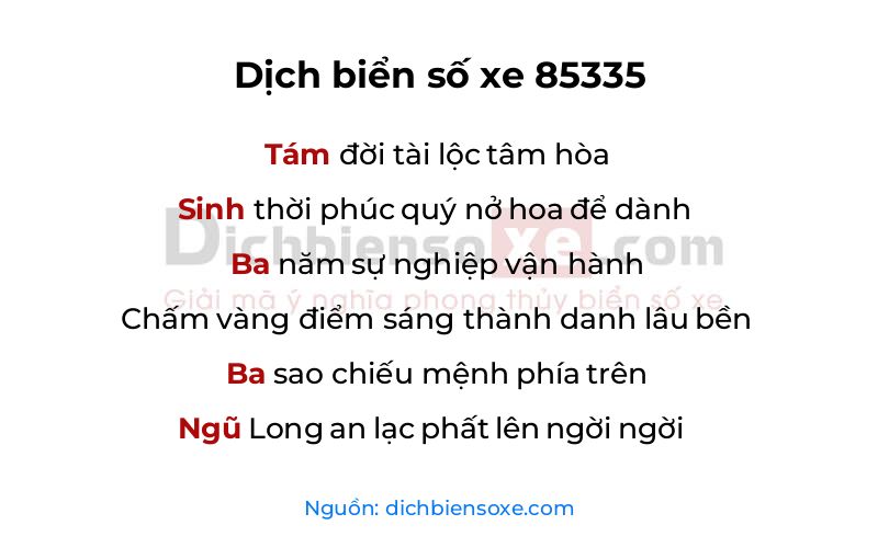 Dịch thơ biển số 85335