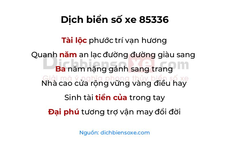 Dịch thơ biển số 85336