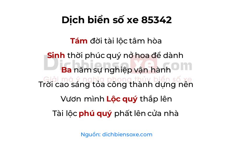Dịch thơ biển số 85342