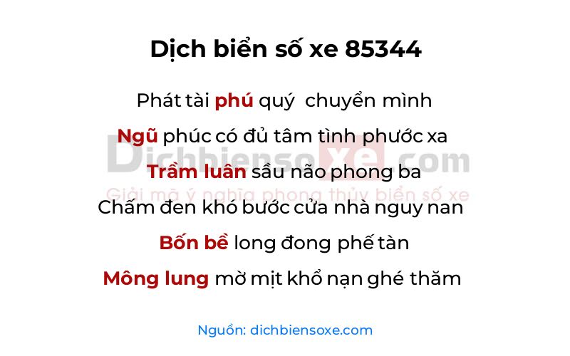 Dịch thơ biển số 85344