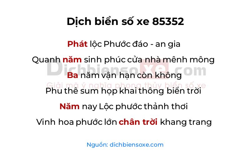 Dịch thơ biển số 85352