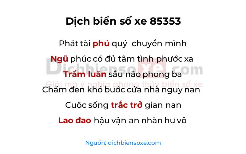 Dịch thơ biển số 85353