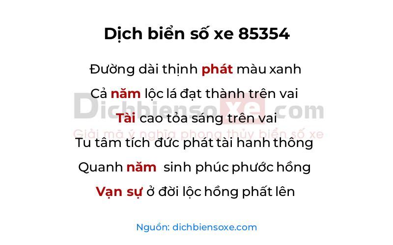 Dịch thơ biển số 85354