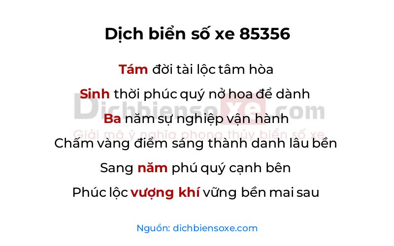 Dịch thơ biển số 85356