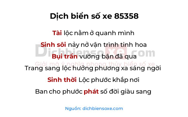 Dịch thơ biển số 85358