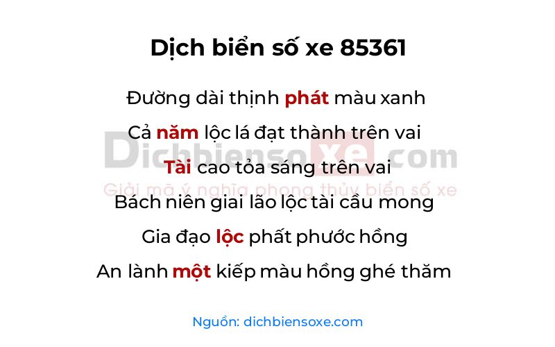 Dịch thơ biển số 85361