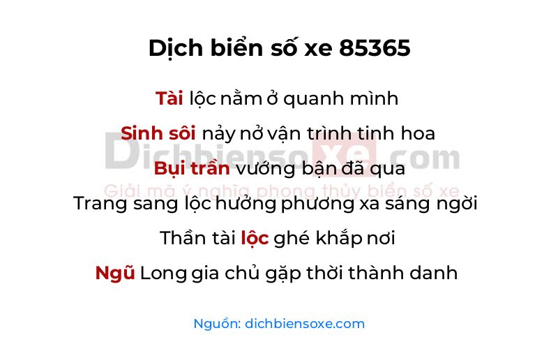 Dịch thơ biển số 85365
