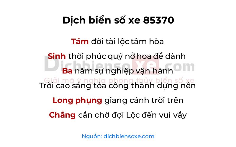 Dịch thơ biển số 85370