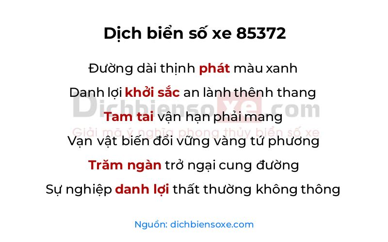 Dịch thơ biển số 85372