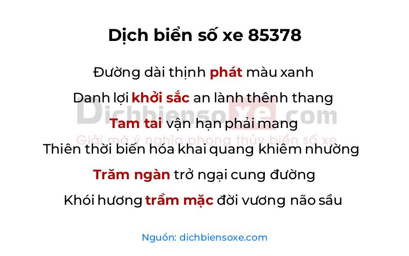 Dịch thơ biển số 85378