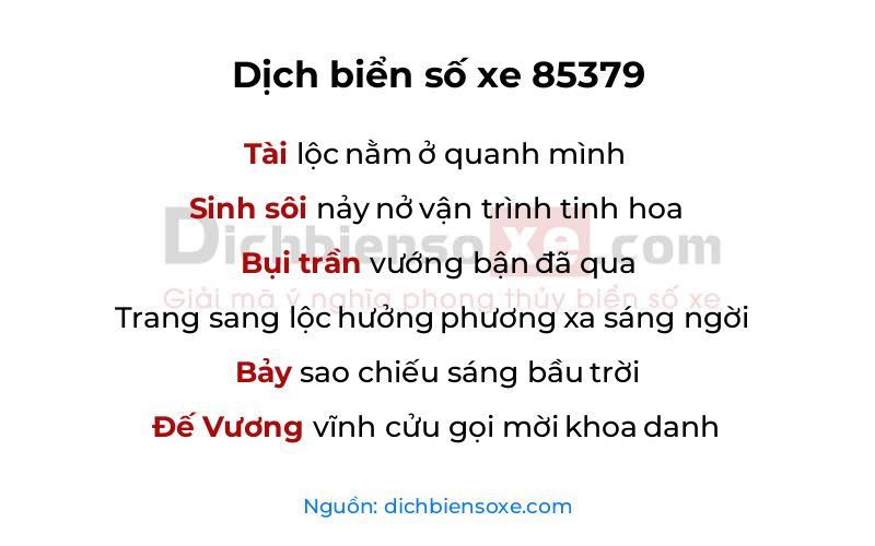 Dịch thơ biển số 85379