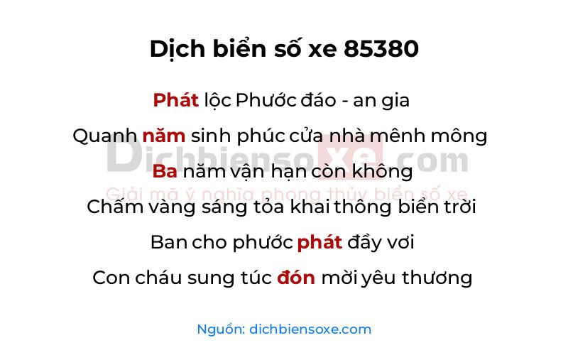 Dịch thơ biển số 85380