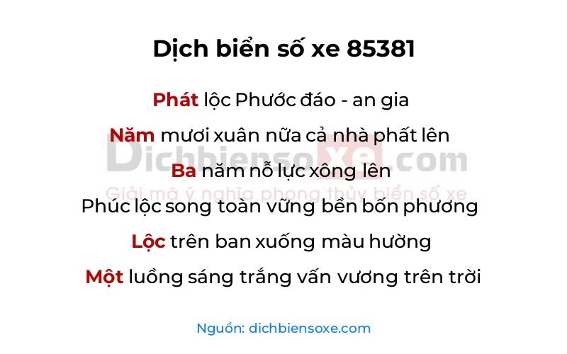 Dịch thơ biển số 85381