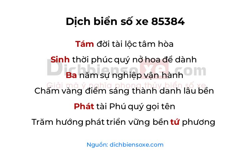 Dịch thơ biển số 85384