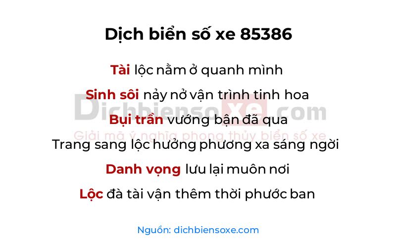Dịch thơ biển số 85386