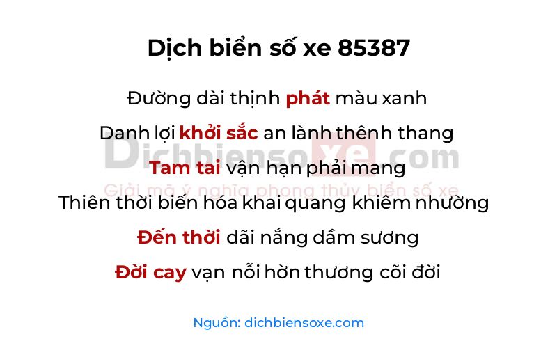 Dịch thơ biển số 85387