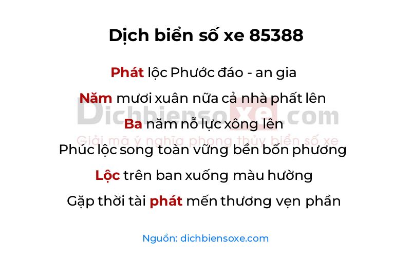 Dịch thơ biển số 85388