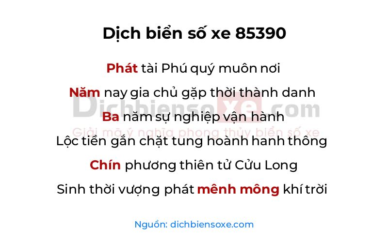 Dịch thơ biển số 85390