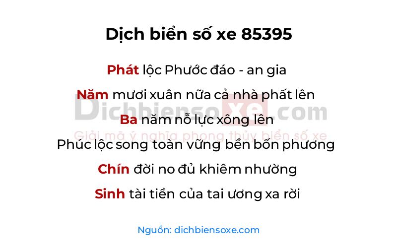 Dịch thơ biển số 85395
