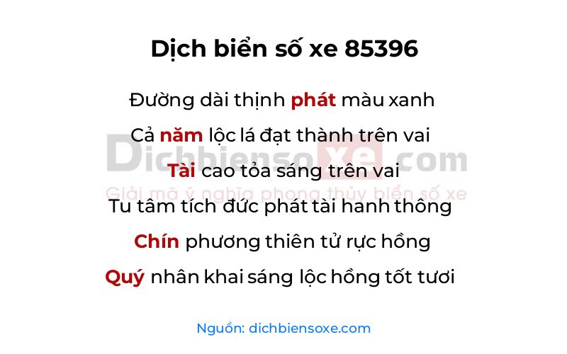 Dịch thơ biển số 85396