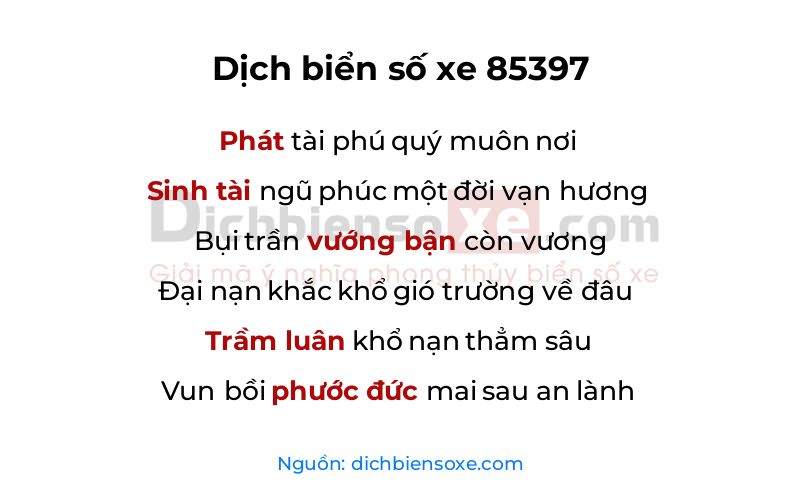 Dịch thơ biển số 85397