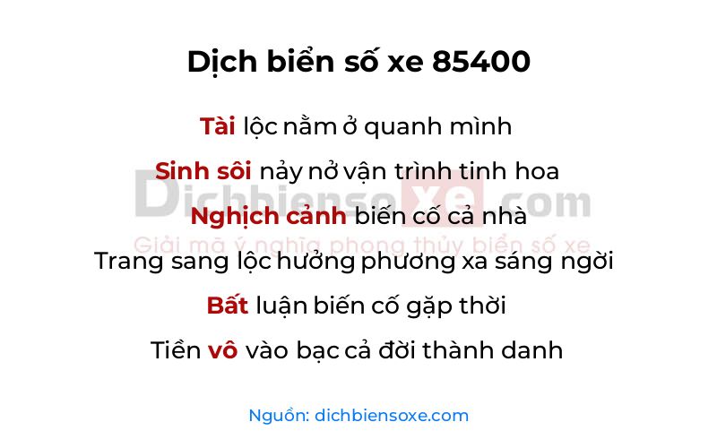 Dịch thơ biển số 85400