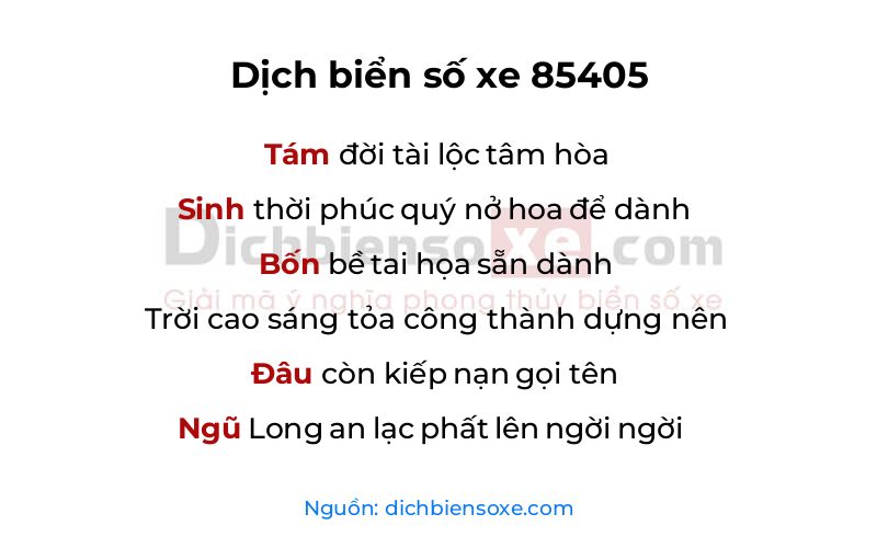 Dịch thơ biển số 85405