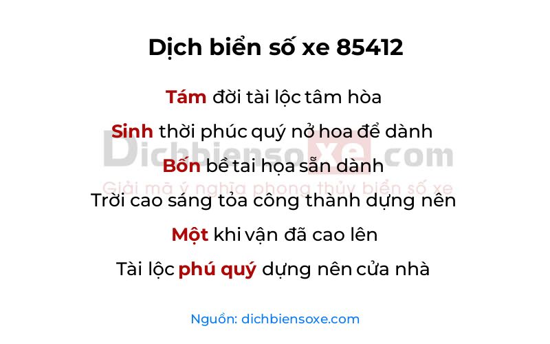 Dịch thơ biển số 85412
