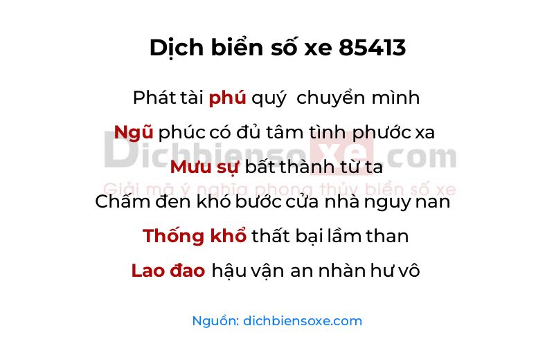 Dịch thơ biển số 85413