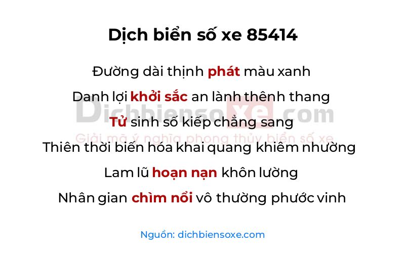 Dịch thơ biển số 85414